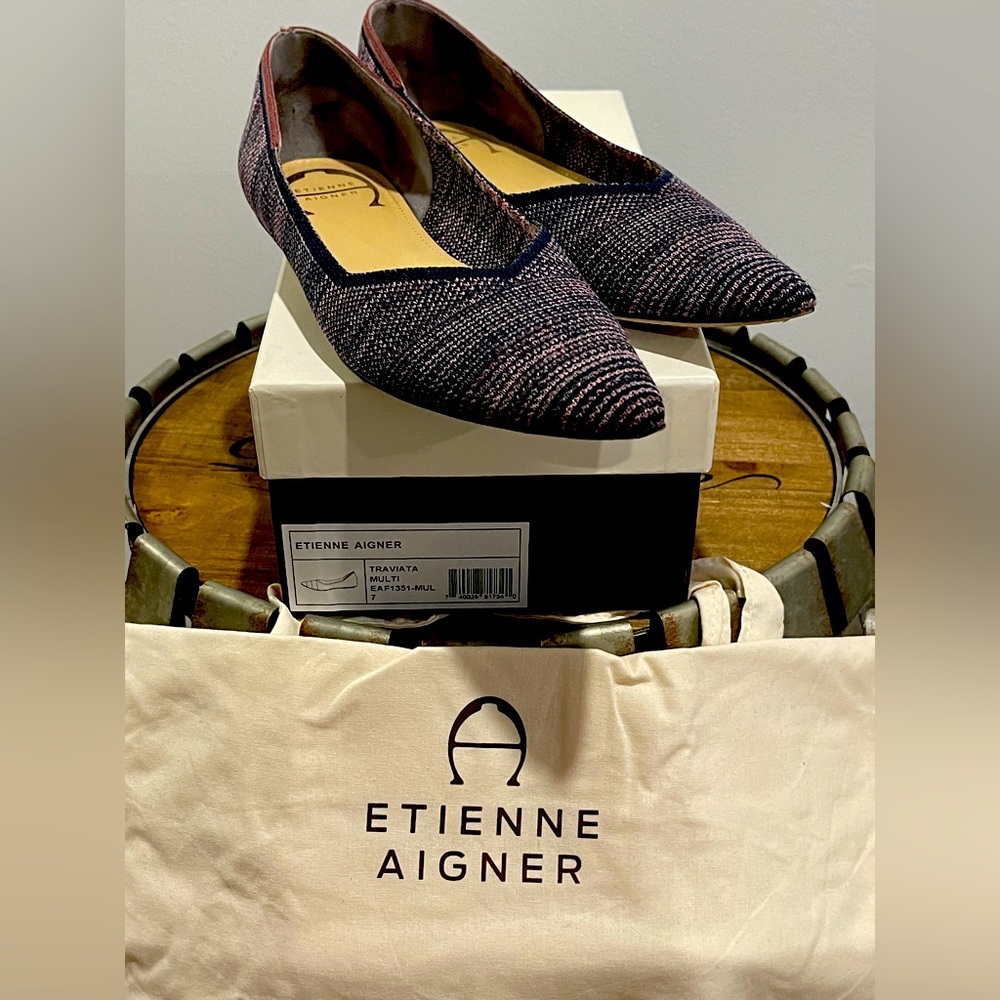 Etienne Aigner Size 7 Blue Multi Colored Flats